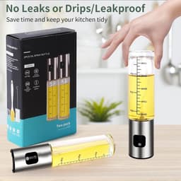 PromoHome Olie Spray Fles 2-Pack, 100ml Olijfolie Sprayer Oliesproeier, Olieverstuivers voor Koken Air Fryer Keuken, Glazen Olieverdeler Lekvrij met Grote Trechter en Reinigingsborstel — thumbnail 5