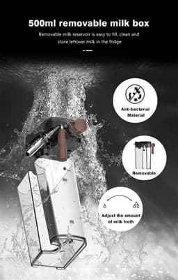 Studio Lyma Espressomachine - Koffiezetapparaat - Koffiemachine - 20 Bar - Met melkcontainer - Instelbare temperatuur en kopjesvolume — thumbnail 4