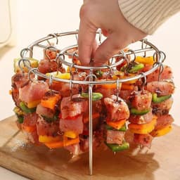Airfryer verticale grill - 304 roestvrij staal - inclusief 24 grillpinnen - universele kebabspiesen - accessoire voor thuisoven - zilver — thumbnail 7