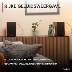 HiFi stereo set - Audizio KS02 - Boekenplank speakers - Bluetooth - Houtlook - 80W — thumbnail 3