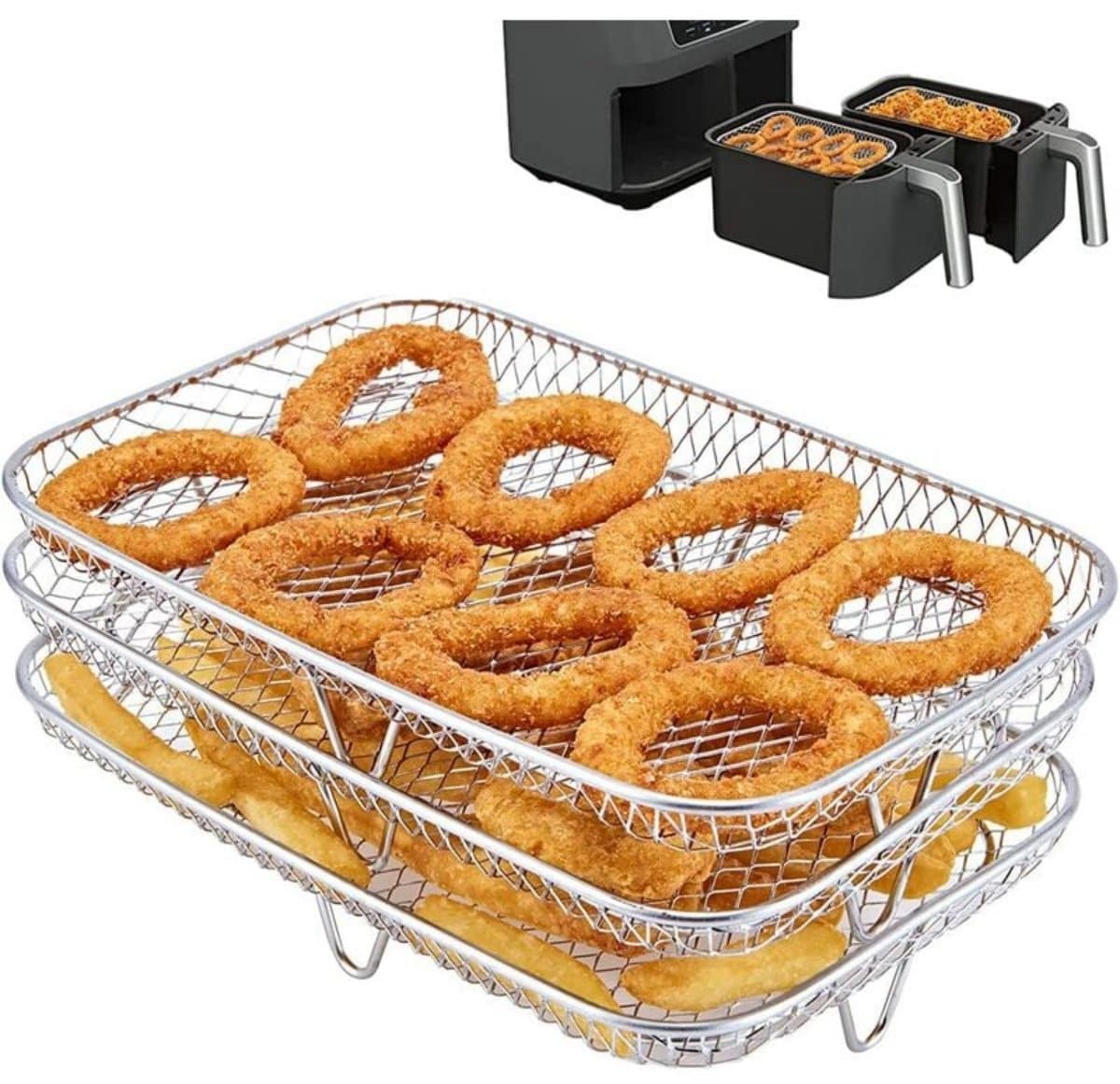 EXCITAT Airfryerrek - Airfryeraccessoire - Stapelbaar - 19 x 13 x 9 cm - Geschikt voor NINJA Foodi Dual Zone Airfryer — afbeelding 1