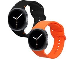 kwmobile 2x horlogebandjes geschikt voor Samsung Galaxy Watch 8 Galaxy / Galaxy Watch 8 Classic 46mm bandje - Smartwatch bandjes van TPU - Activity tracker horloge band in zwart / oranje