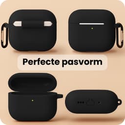 Hoes - Geschikt voor Apple Airpods Pro 3 - Siliconen Hoesje met Clip - Silicone Case Cover - Zwart — thumbnail 3