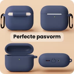 Hoes - Geschikt voor Apple Airpods Pro 3 - Siliconen Hoesje met Clip - Silicone Case Cover - Grijsblauw — thumbnail 3