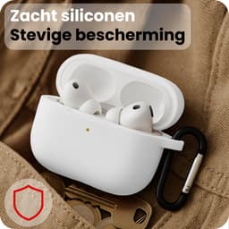 Hoes - Geschikt voor Apple Airpods Pro 3 - Siliconen Hoesje met Clip - Silicone Case Cover - Wit — thumbnail 4
