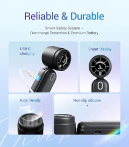 Draagbare Handventilator Turbo 4000mAh - Opvouwbare Mini Ventilator met 5 Snelheden voor Reis en Thuis — thumbnail 3