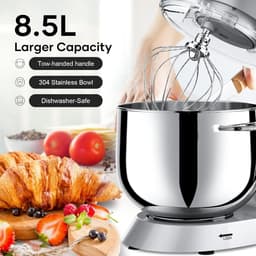 Eten Verwerking Kneedmachine - 1500 W - Verminderde Geluid - 10 Snelheden - 8,5 L RVS Kom — thumbnail 2