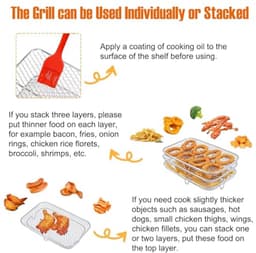 Air Fryer Racks - 3 Stuks Roestvrij Staal Stapelbare Mand Tray voor Oven en Magnetron — thumbnail 3