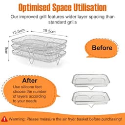 Air Fryer Racks - 3 Stuks Roestvrij Staal Stapelbare Mand Tray voor Oven en Magnetron — thumbnail 2