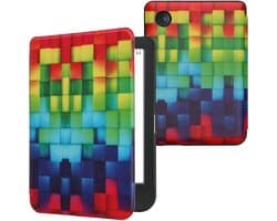 kwmobile e-reader hoesje geschikt voor Kobo Clara BW / Colour hoes - E reader flip case met magnetische sluiting - Ereader cover - Regenboog Kusbussen design in meerkleurig / groen / blauw