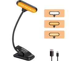 Boekclip leeslamp met 3 helderheden, USB-oplaadbaar en 360 graden verstelbaar