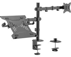 Gembird Verstelbare Bureaubeugel met Monitorarm en Laptophouder – Voor 32" Monitoren & 15,6" Laptops, VESA Compatibel, Kabelbeheer