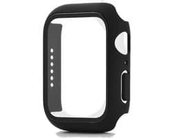 Hoesje geschikt voor Apple Watch 38MM - Hardcase - Screenprotector - Kunststof - Zwart