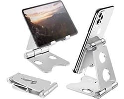 Bureau houder Tablet & Telefoon Vouwbaar Standaard - Tafel Telefoon Steun Universeel - Zilver