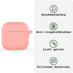 Case - Geschikt voor Apple AirPods 4 - Siliconen Hoes met Clip - Silicone Hoesje Cover - Lichtroze — thumbnail 3