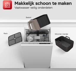 Turbotronic AF-250 Airfryer XL AirChef - 6L- Heteluchtfriteuse - Dual Heating - 50ºC tot 200ºC - 12 Kookprogramma's - Truffle Grey — thumbnail 10