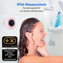 MEDION S66884 Douche radio met Bluetooth (Badkamerradio, FM radio, zuignap, LED display, IPX6 waterproof, geïntegreerde oplaadbare batterij, MD43884) roze — thumbnail 4