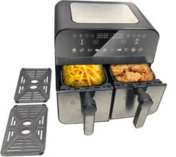 Comfy Nest Dubbele Airfryer XXL - CN-AFD45NS - 2400W - Duo Airfryer - 9L - Zwart/Zilver — thumbnail 3