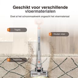 TurboTronic IQ8 steelstofzuiger draadloos - Zonder zak op accu - met kruimeldief en accessoires - Zilver/Oranje — thumbnail 4