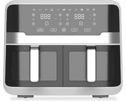 White-label® Dubbele Airfryer XXXL - Duo Heteluchtfriteuse - Geschikt voor Accessoires - 9L - Zilver