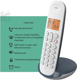ApexArte® Huistelefoon - Senioren Telefoon Vaste Lijn - GSM - Wit — thumbnail 2