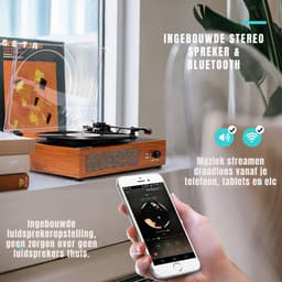 DD® Platenspeler met Speakers - Ingebouwde Speakers - Retro - 37x34x16cm - Retro Geel — thumbnail 4