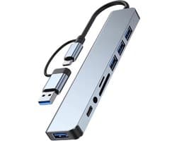 8 In 2 Usb + Type C Hub USB Hub Docking Station Met 3.5Mm Audio Jack Adapter Micro Sd Kaartlezer Laptop Tablet Telefoon Disk Converter