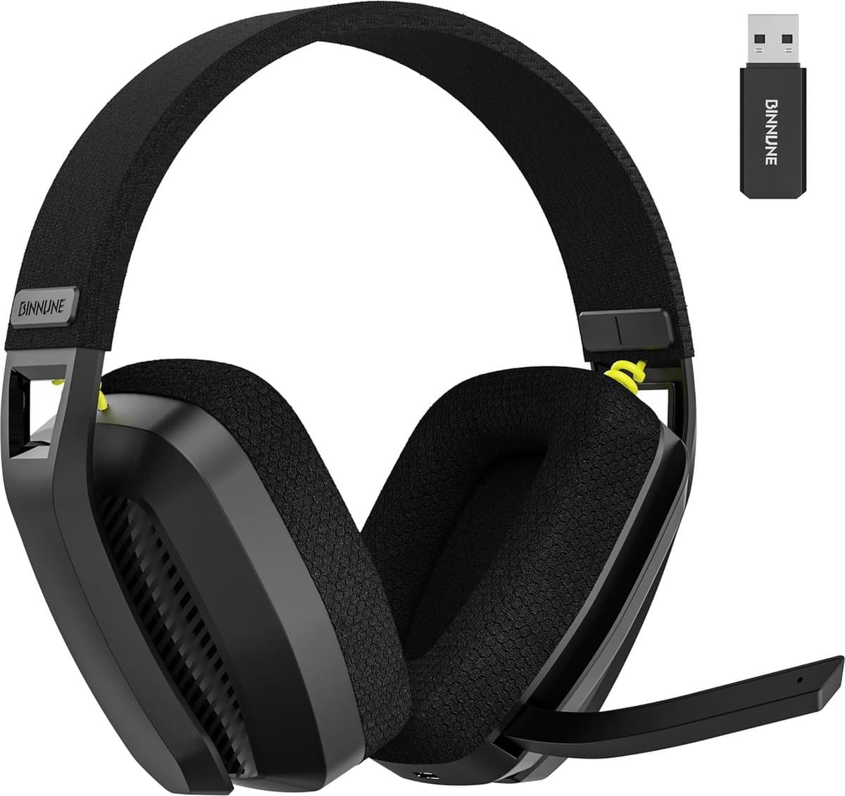 BINNUNE BW06 - 2.4GHz Draadloze Gaming Headset - Bluetooth koptelefoon - Met microfoon - Geschikt voor PC, PlayStation - Zwart — afbeelding 1