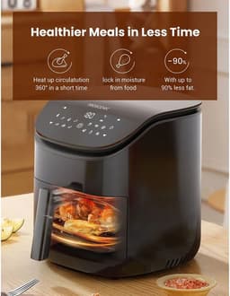 RM Store® - Digitale Airfryer - Heteluchtfriteuse - Digital Touchscreen - Turboair - 10 Programma's - 1500 W - Zwart - 34 x 25 x 32 cm. — thumbnail 2