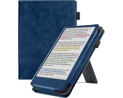 Hoesje Geschikt voor Kobo Clara Colour Lederen Hoes Book Case - eReader Hoes Geschikt voor Kobo Clara Colour Hoesje Book Cover Leer - Donkerblauw