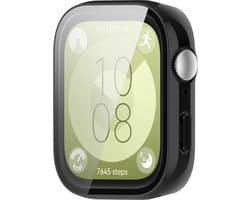 Watch case screenprotector - hoesje - gehard glas - geschikt voor Huawei Watch Fit 3 - zwart