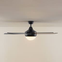 Lindby - Plafondventilatoren met verlichting - 2lichts - Staal, MDF, glas - H: 38.5 cm - E14 - zwart, eik — thumbnail 5