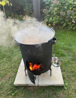 Buiten kookkachel-set 8liter.BUITEN KEUKEN! Houtkachel, HONGAARSE ketel 8L met deksel!!! BBQ Kookpan 8L Terras kachel. — thumbnail 5