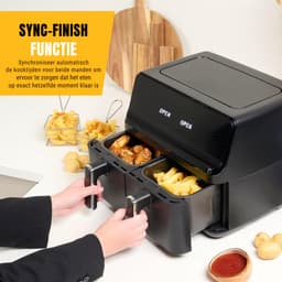 Dubbele Mand Airfryer 2 x 4L 2700W 8 Voorgeprogrammeerde Instellingen Individuele Temperatuurinstelling per Mand — thumbnail 4