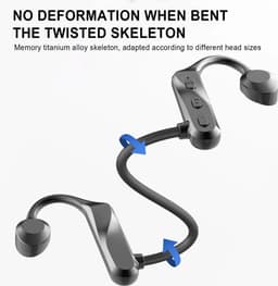 FOXSPORT Bone Conduction Headphone - 5.3 Bluetooth open ear Koptelefoon - Bone Conduction Koptelefoon - IPX5 waterdicht - Sport oordopjes - Draadloos - Zwart — thumbnail 4