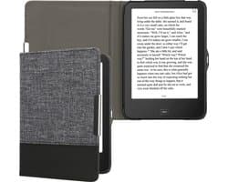 kwmobile hoes geschikt voor Tolino Vision 1 / 2 / 3 / 4 HD - Canvas beschermhoes in donkerblauw / zwart - Voor e-reader -