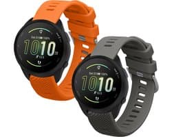 kwmobile 2x horlogebandjes geschikt voor Garmin Forerunner 165 / Forerunner 165 Music bandje - Smartwatch bandjes van TPU - Activity tracker horloge band in grijs / oranje