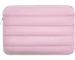 Puffer Laptophoes geschikt voor Macbook / Laptop tot 15 & 16 inch – Schokbestendige Spatwaterdichte Bescherming – Zachte Pluche Voering Sleeve Roze