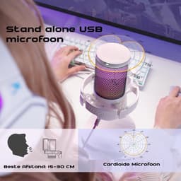 Maono DGM20 - Professionele USB Microfoon - RGB Gaming Microfoon - Studiokwaliteit Geluid - Cardioïde Richting - Voor Podcast - Streaming - Opnames - Wit — thumbnail 4