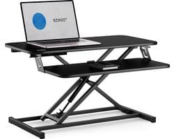 SENSE7 - Laptop Verhoger - Monitor Verhoger - Zit-Sta Bureau - Laptopverhoger - Laptop Steun - Laptop Verhoger Ergonomisch - Hoogte verstelbaar - Compacte Zit-Sta Bureau Verhoger - 2 Planken - 81 x 40 cm - Zwart