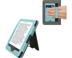 kwmobile flip cover voor e-reader - geschikt voor Tolino Vision 1 / 2 / 3 / 4 HD - Van imitatieleer en -suède - In mintgroen / donkergrijs