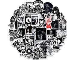 50 Stuks - Rock Stickers - Muziek Sticker Mix - Gitaar stickers - rockband punkstickers - Trendy accessoires voor volwassenen - Journal Laptop Telefoon Stickers - Muur- Decoratie - Sticker Folie - Stoere Stickers