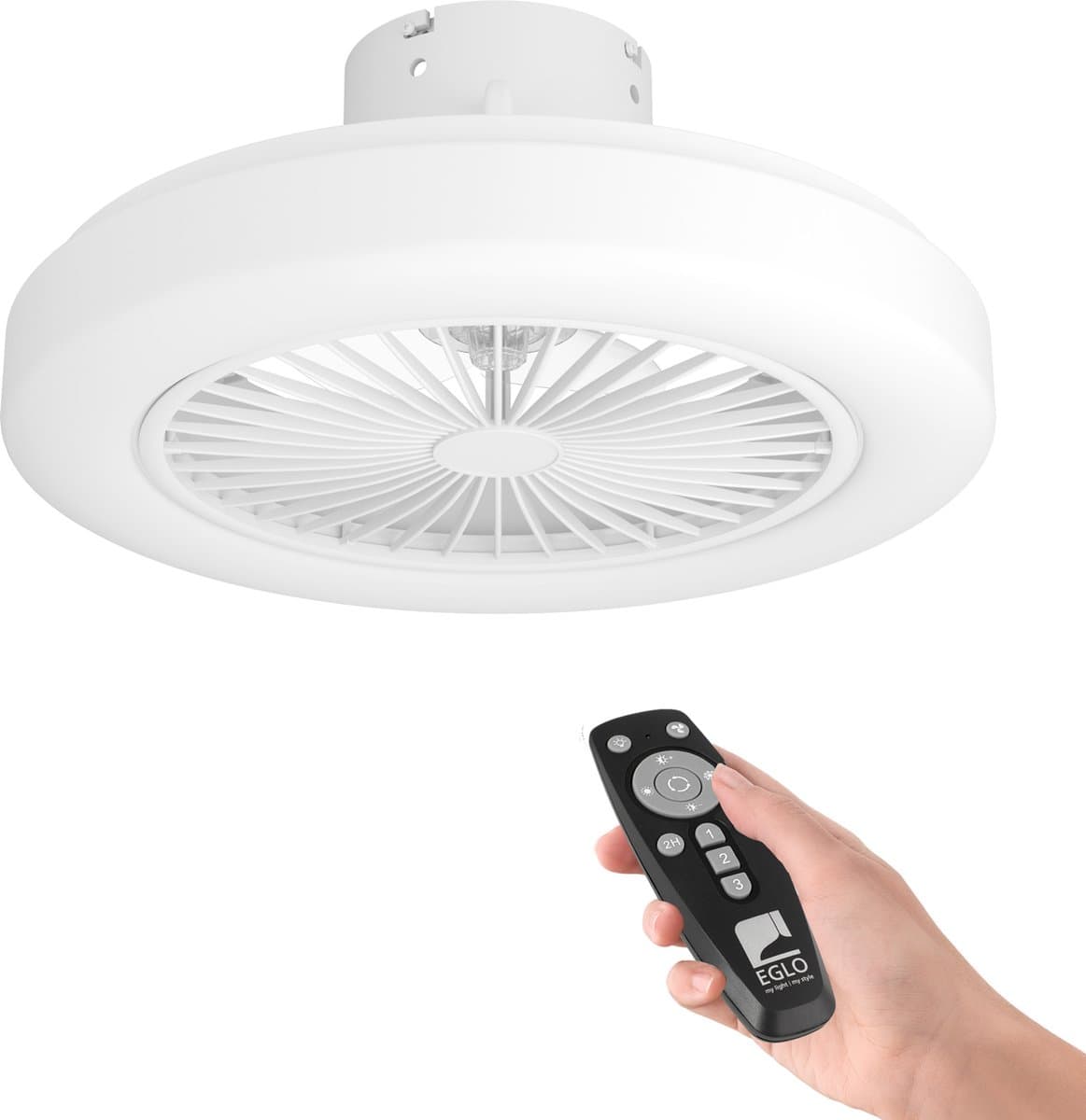 EGLO Ortona - Plafondventilator met lamp - ø46cm - 3 snelheden - LED Dimbaar - Energiezuinig - AC longer life - Wit — afbeelding 1