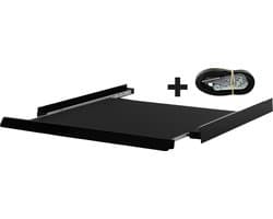 Scanpart tussenstuk voor wasmachine en droger met werkblad inclusief spanband - Zwart - Geschikt voor AEG Beko Bosch LG Samsung Siemens - Stapelkit - Universeel — afbeelding 1