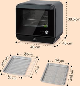 Klarstein 18 L Heteluchtfriteuse, Airfryer met Stoom- en Droogfunctie, Snelle XXL Heteluchtfriteuse, Timer, 10 Programma’s, Airfryer voor Heteluchtfrituren, 2450 W Heteluchtfriteuse zonder Vet — thumbnail 3