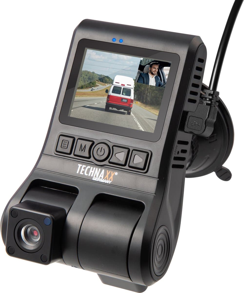 Technaxx TX-185 Dubbele Dashcam - FullHD - 1080p - Zwart — afbeelding 1