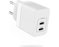 35W USB C Adapter 2 Poorten - GaN Tech - Snellader - USB C Lader met 2 USB C Poorten - Voor Telefoon, Tablet en Laptop - Wit