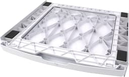 Scanpart kunststof tussenstuk voor wasmachine en droger met werkblad inclusief spanband - Geschikt voor AEG Bosch LG Miele Samsung Siemens Zanussi Whirlpool - Stapelkit - Alternatief voor SKS101 - Universeel — thumbnail 8