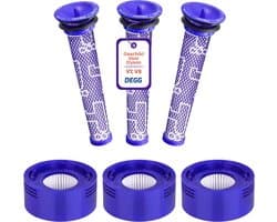 DEGG® - Filterset Geschikt voor Dyson V7 & V8 - Pre + Post Filter - Animal Absolute - Inlaatfilter + Uitblaasfilter - Stofzuiger Onderdelen - Hepa Filter - Wasbaar - Duurzaam - VOORDEEL-VERPAKKING - 6 STUK(S)
