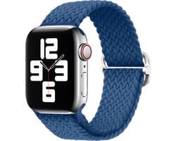 Strap-it Gevlochten smartwatch bandje - geschikt voor Apple WatchSeries 1/2/3/4/5/6/7/8/9/10/11/SE/SE2/SE3/Ultra (2) - blauw - verstelbaar gevlochten bandje voor iWatch maat: 44mm / 45mm / 46mm / 49mm